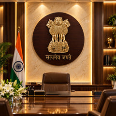 Premium Brass Ashoka Stambh Wall Hanging with “Satyamev Jayate” Inscription for Office Décor (Height: 36 Inches)