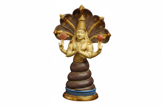 Brass Patanjali Statue-Golden, Copper & Blue Finish (Height : 15 Inches)