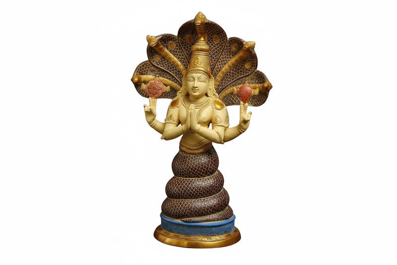 Brass Patanjali Statue-Golden, Copper & Blue Finish (Height : 15 Inches)