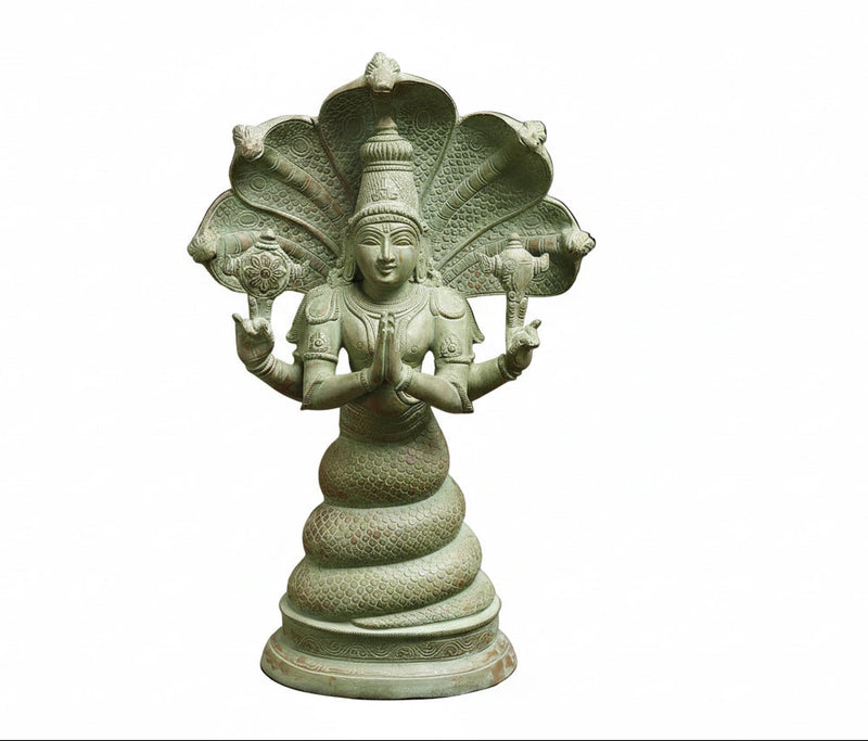 AONA Brass Patanjali Statue-Antique Green Finish