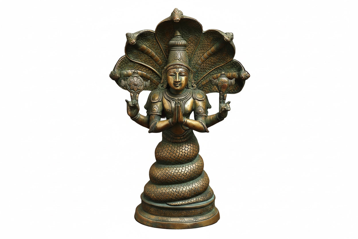 AONA Brass Patanjali Statue-Antique Golden