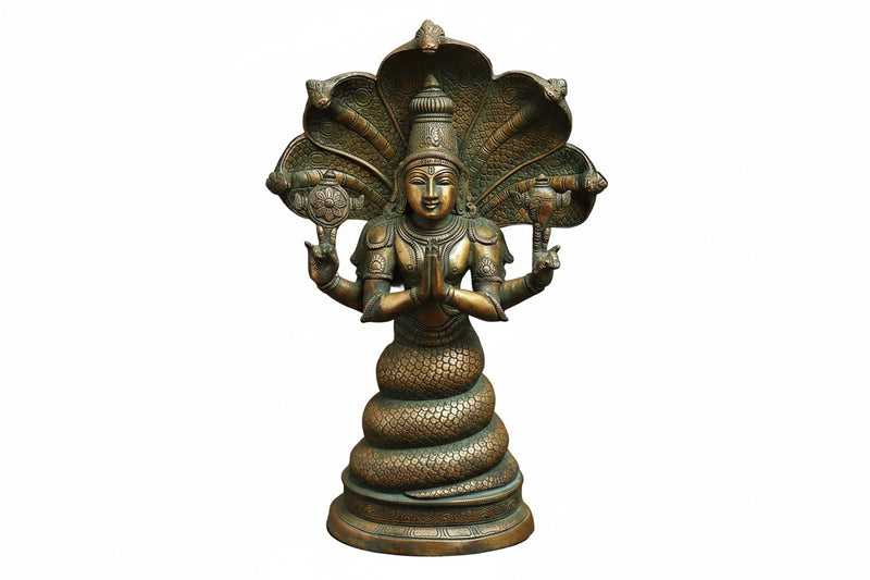 AONA Brass Patanjali Statue-Antique Golden