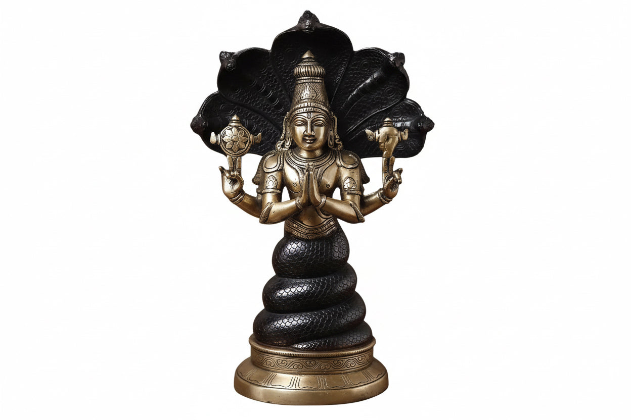AONA Brass Patanjali Statue-God Of Yoga, Black & Gold Finish
