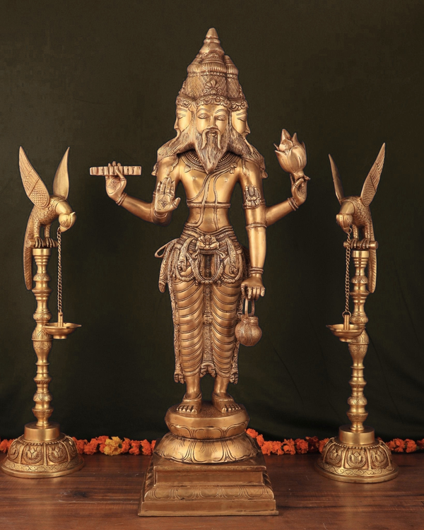 Brass Lord Brahma standing Sculpture (Height :38.5 Inches)