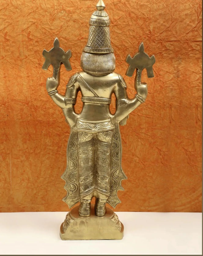 Handcrafted Brass Lord Tirupati Balaji Sculpture - 24" Craft Detail