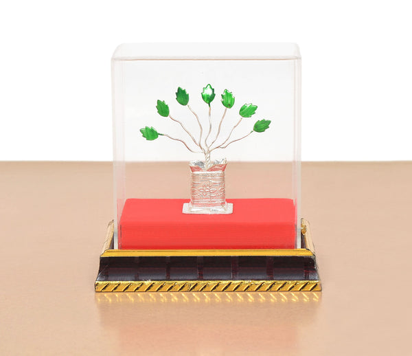White Metal Tulsi Plant Symbol of Devotion and Positive Energy (Height : 5 Inches) Entryway Setting
