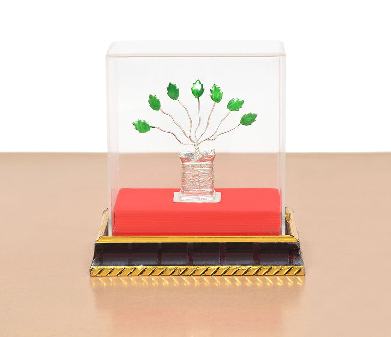 White Metal Tulsi Plant Symbol of Devotion and Positive Energy (Height : 5 Inches)