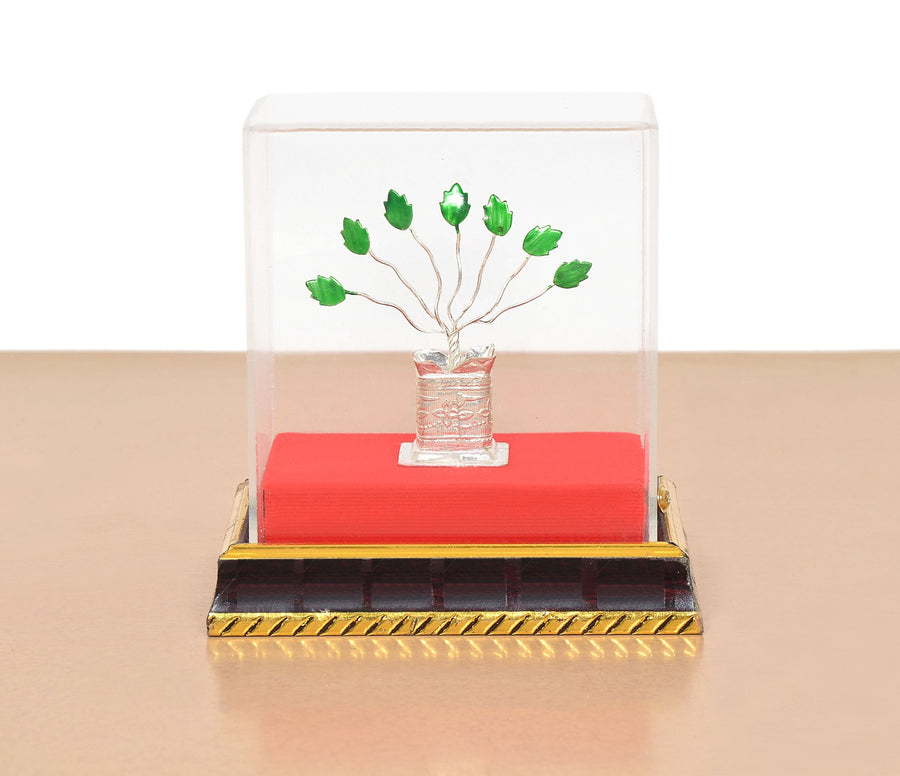 White Metal Tulsi Plant Symbol of Devotion and Positive Energy (Height : 5 Inches) Craft Detail
