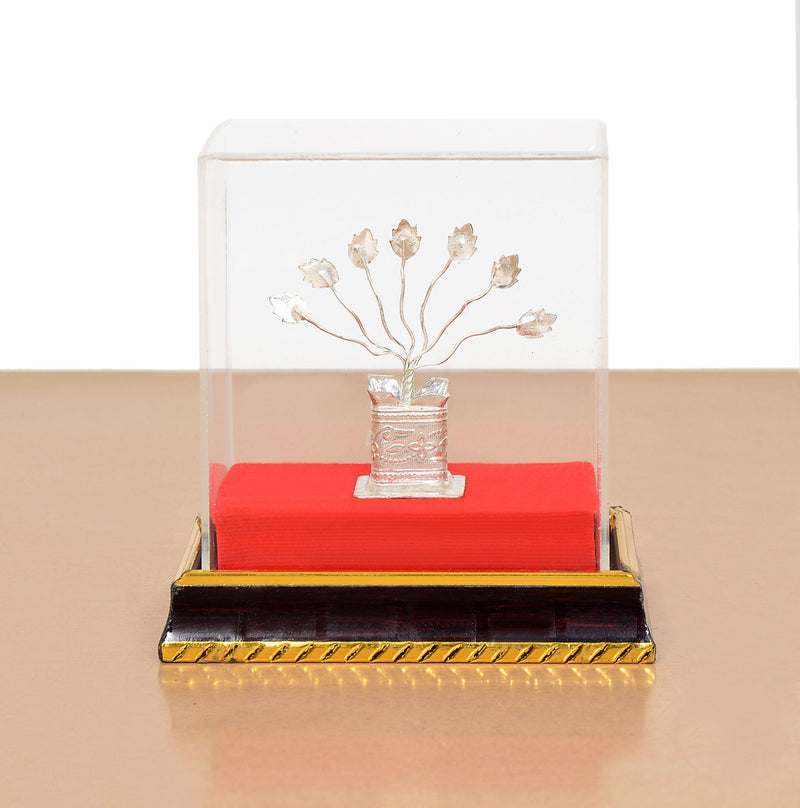 White Metal Tulsi Plant Symbol of Devotion and Positive Energy (Height : 5 Inches)
