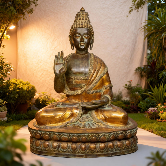 AONA Brass Large Svarnima Buddha Sculpture (Height: 60 Inches)