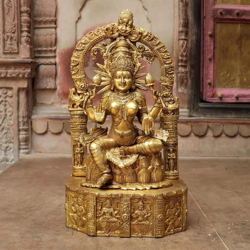 Brass Sitting Maa Lakshmi Idol (Height: 19 inches)