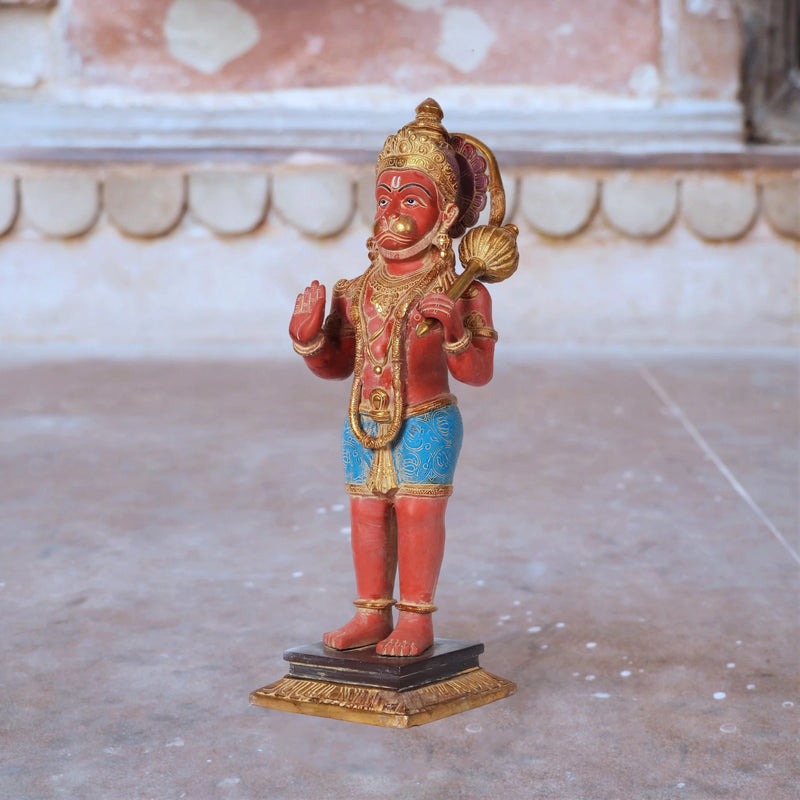 Brass Vermillion Read Hanumanji Idol (Height : 23 inches)