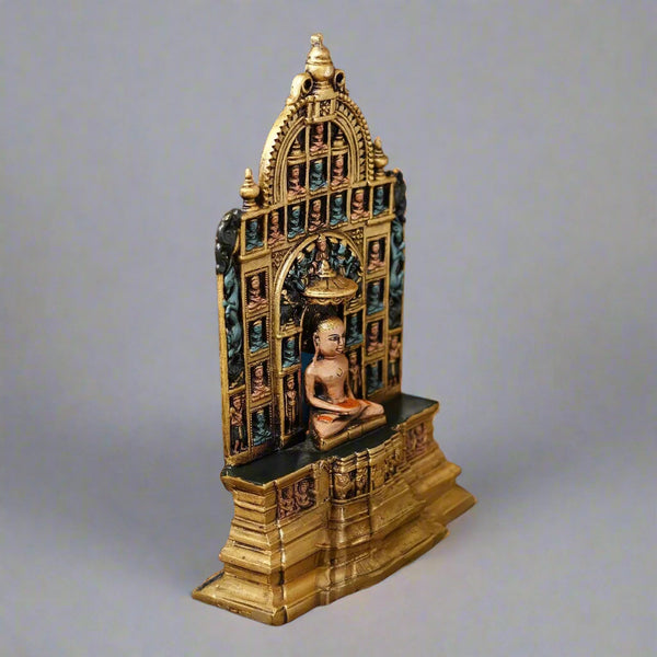 Brass Mahavir Swami 24 Tirthankar Hand Painted (Height: 12 Inches) Study Setting