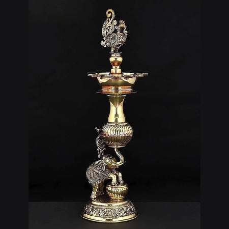 Superfine Brass Peacock Lamp (Height :14 Inches)