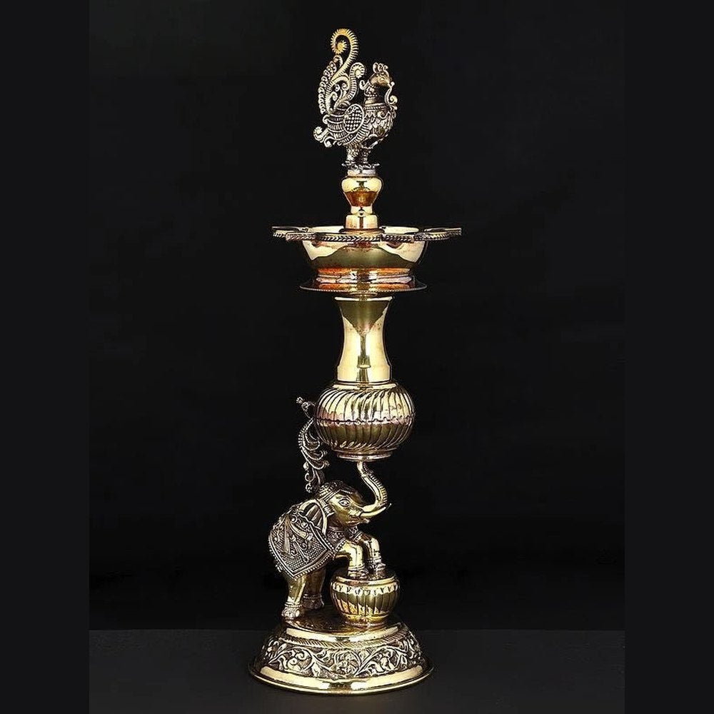 Superfine Brass Peacock Lamp (Height :14 Inches)