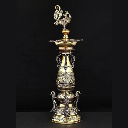 Superfine Brass Designer Peacock Lamp (Height :16 Inches)