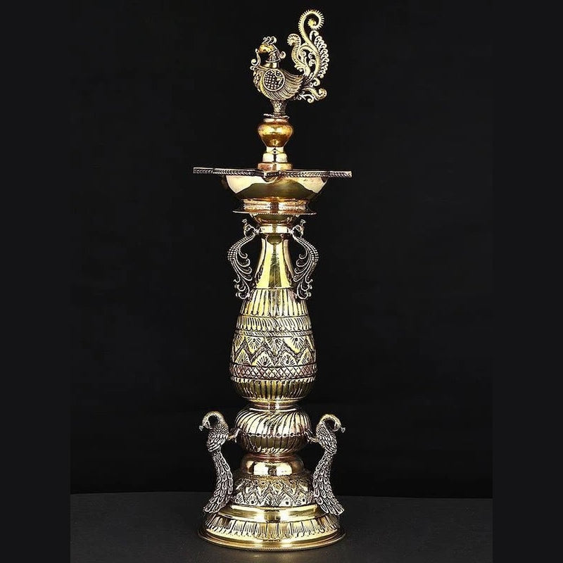 Superfine Brass Designer Peacock Lamp (Height :16 Inches)