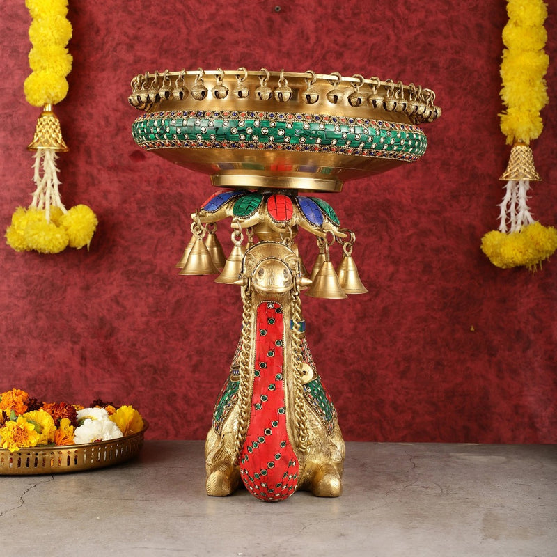 Pure Brass Urli on Camel's Back (Height: 16 Inch)