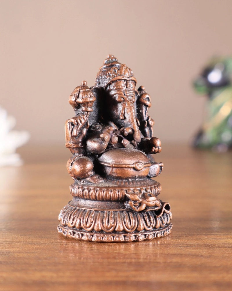 Pure Copper Tiny Lord Ganesha Idol (Height: 2 Inches)