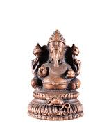 Mini Lord Ganesha idol in pure copper, seated with crown, 2-inch height