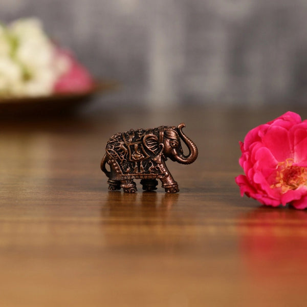 Pure Copper miniature Elephant Idol (Height: 1 Inch)