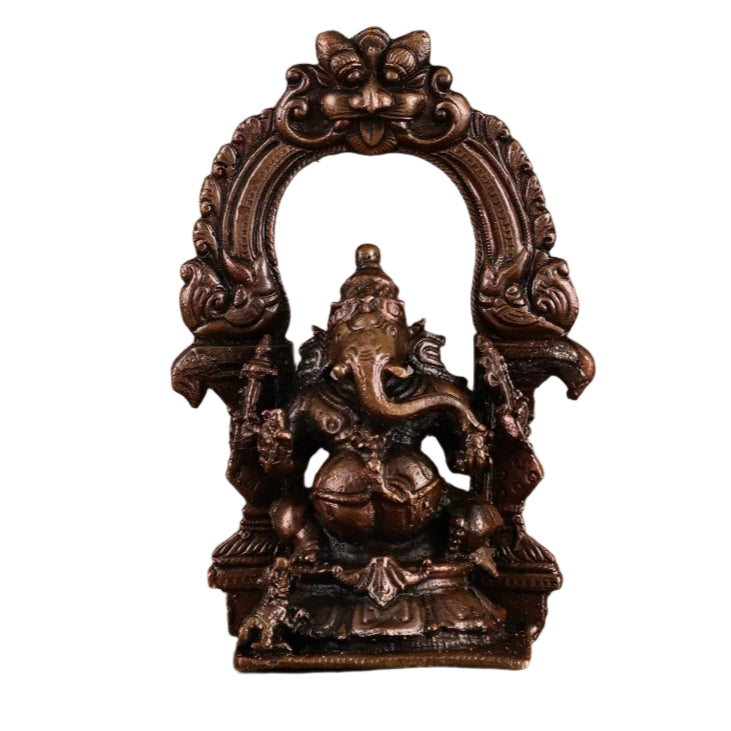 AONA Pure Copper Lord Ganesha with kritimukha Idol 