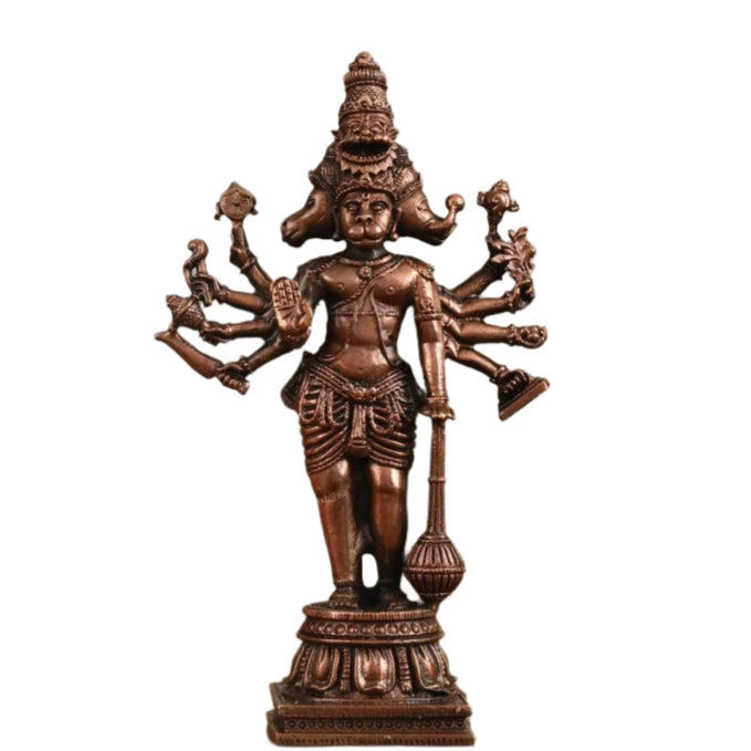 AONA Pure Copper Standing Panchmukhi Hanuman Ji Idol 