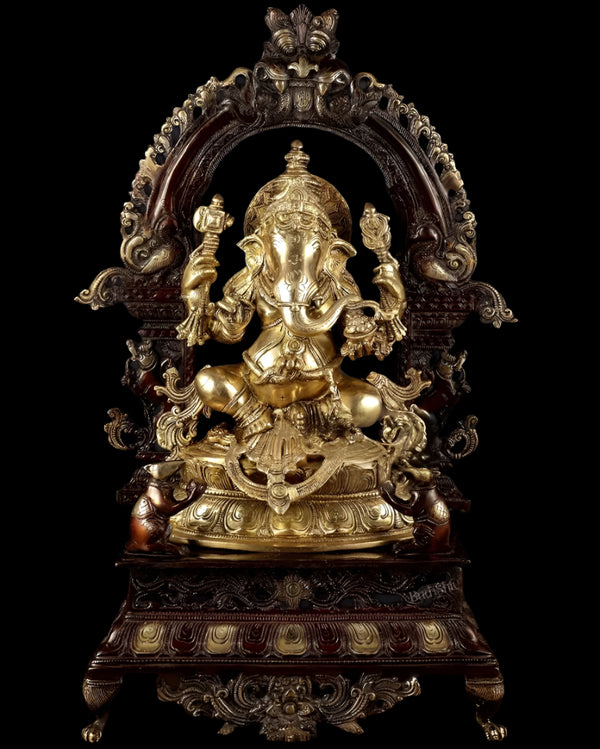 Handcrafted Brass Ganesha Statue (Height:27 Inches)
