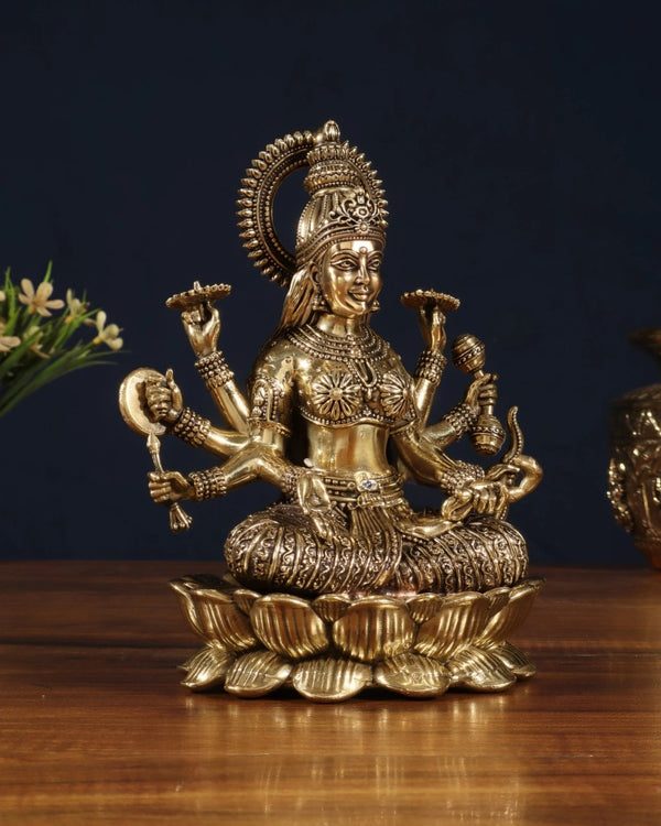 Brass Superfine Vijaya Lakshmi Idol (Height:6.75 Inches) Study Setting