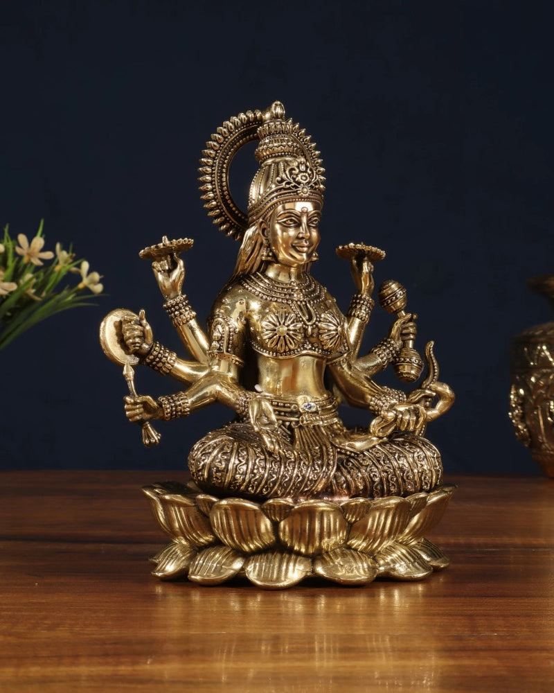 Brass Superfine Vijaya Lakshmi Idol (Height:6.75 Inches)