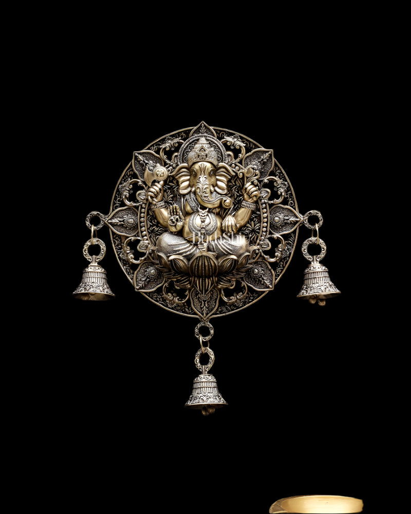 AONA Brass Ganesh Round Wall Hanging