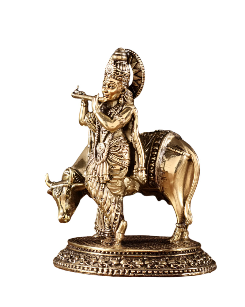 Brass Superfine Lord Krishna Murti (Height:5.5 Inches)