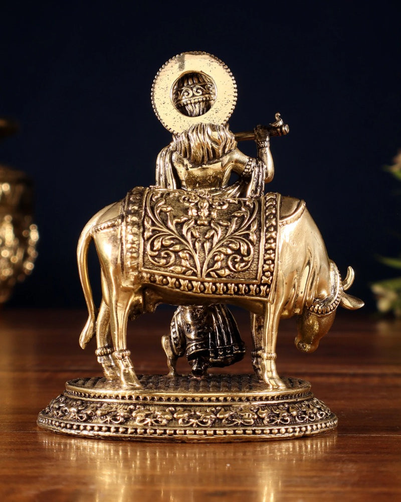 Brass Superfine Lord Krishna Murti (Height:4.5 Inches)