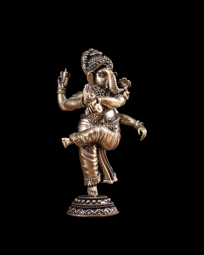 Brass Superfine Dancing Ganesha Idol (Height:6 Inches)