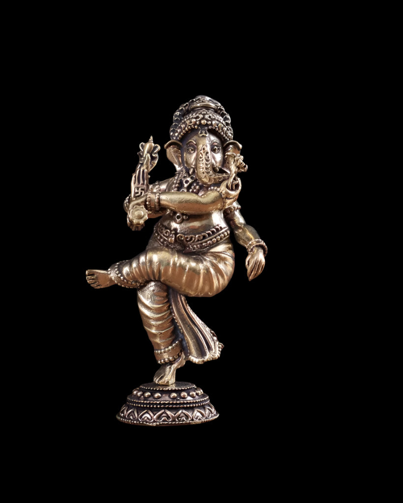 AONA Brass Superfine Dancing Ganesha Idol 
