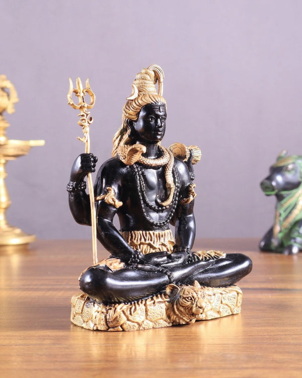 Brass Superfine Lord Shiva in Dhyaan Mudra Murti (Height:6 Inches) Study Setting