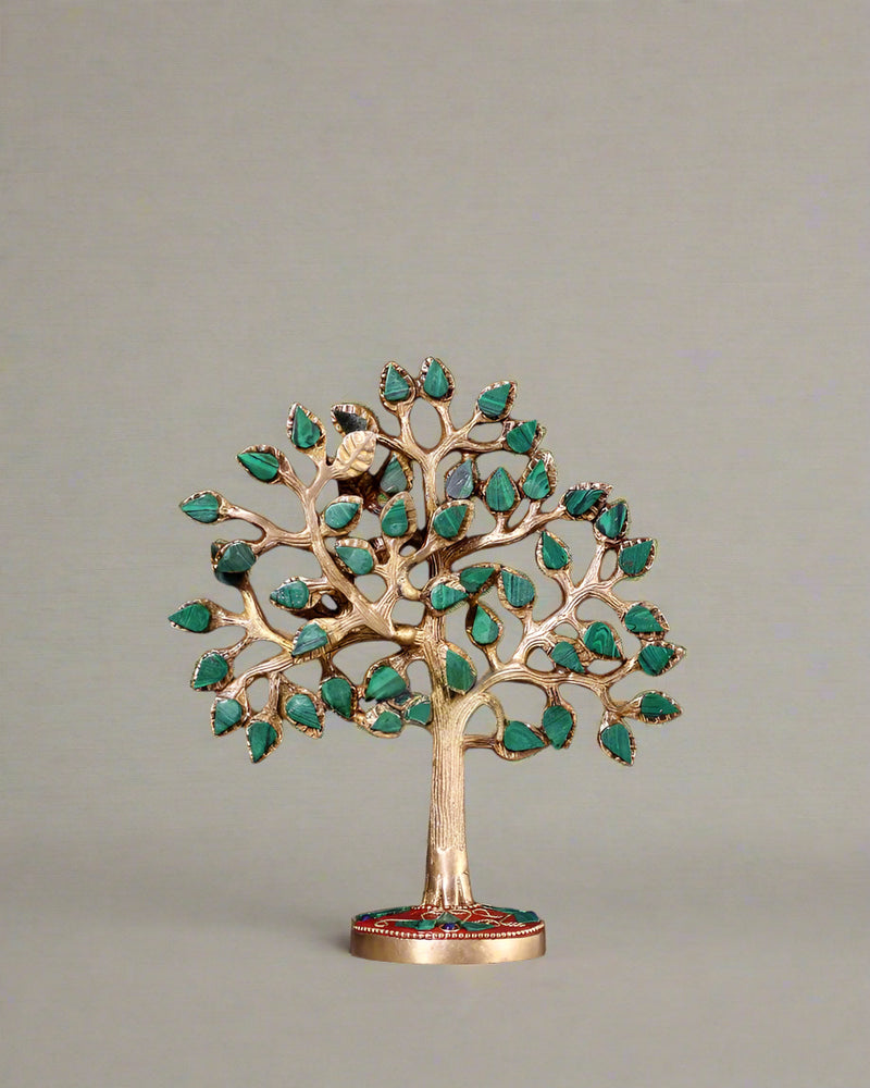 AONA Pure Brass Kalpavriksha Tree with Stone Inlay