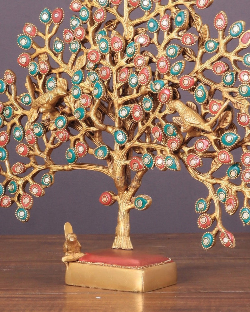 Brass Kalpavriksha tree for tables (Height :11 Inches)