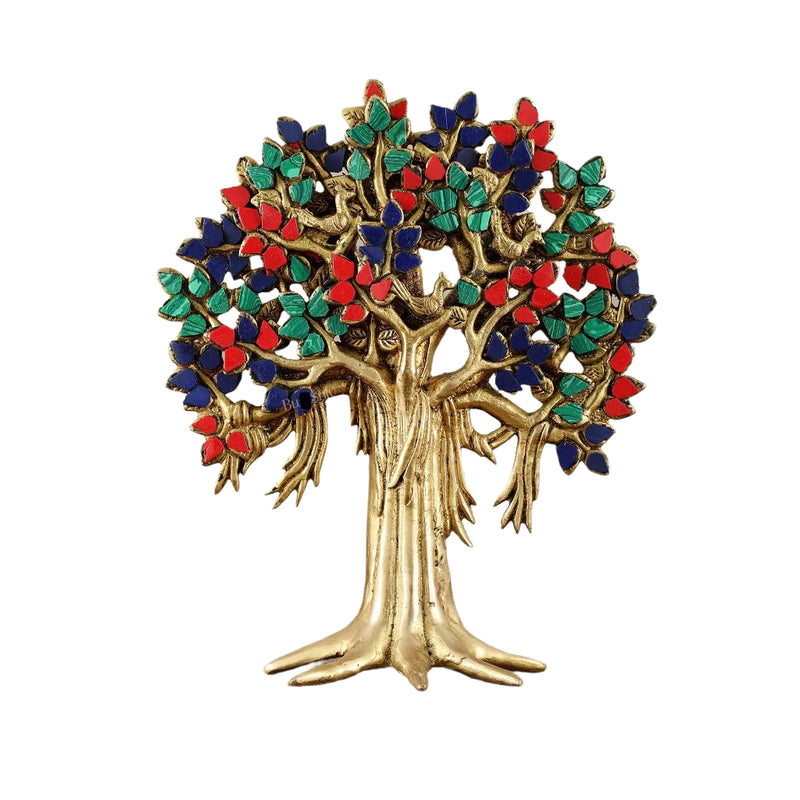 Brass Handcrafted  Kalpavriksha tree for tables (Height :11 Inches)