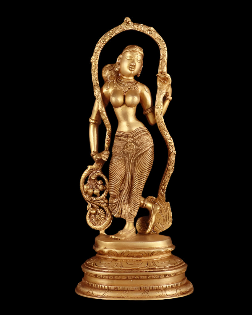 Pure Brass Lady Statue (Height :16.5 Inches)