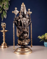 Tirupati Balaji brass idol close view, detailed chest ornaments and four arms