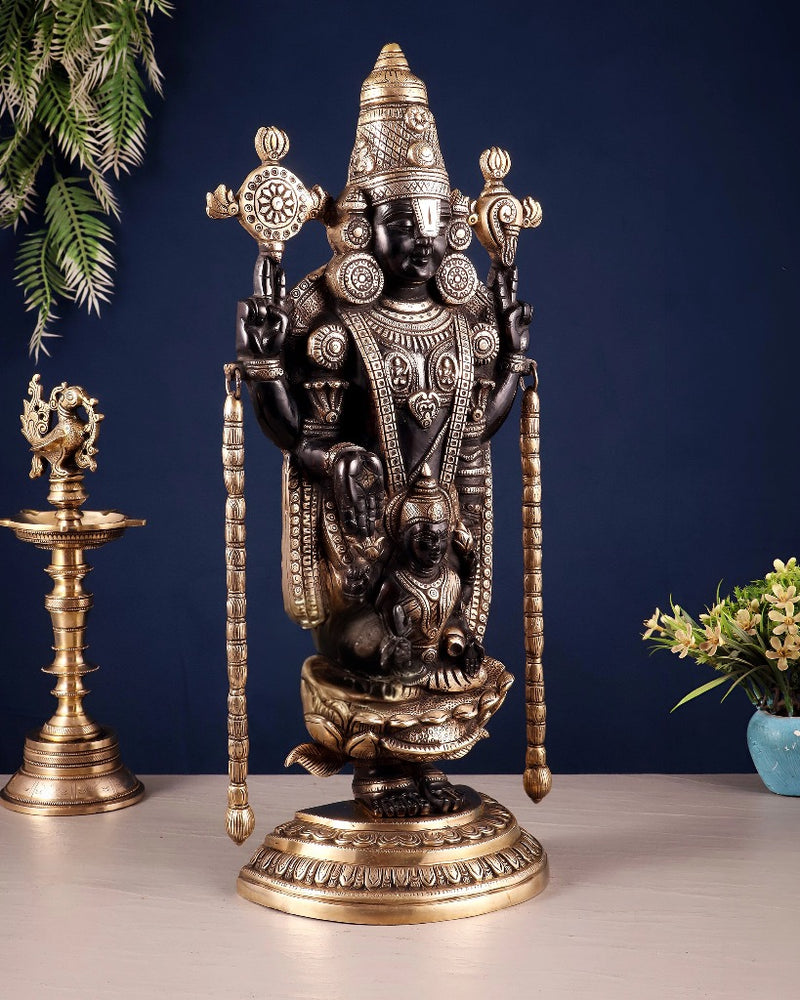 Superfine Brass Tirupati Balaji Idol (Height: 19.5 Inch)