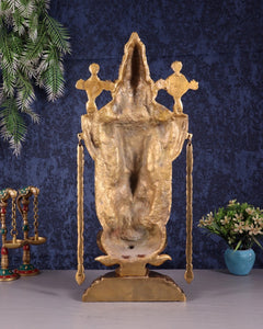 Brass Tirupati Balaji idol backside view with dangling hands and back plate