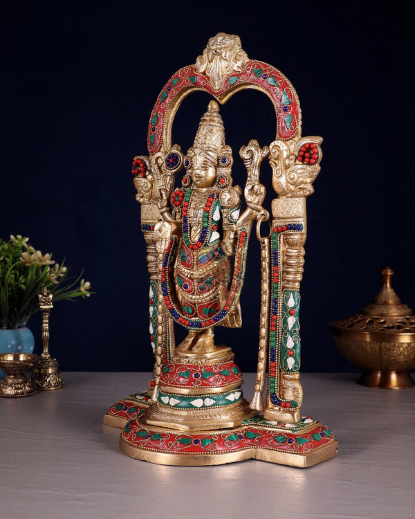 Brass Tirupati Balaji Statue (Height: 14 Inch) Entryway Setting