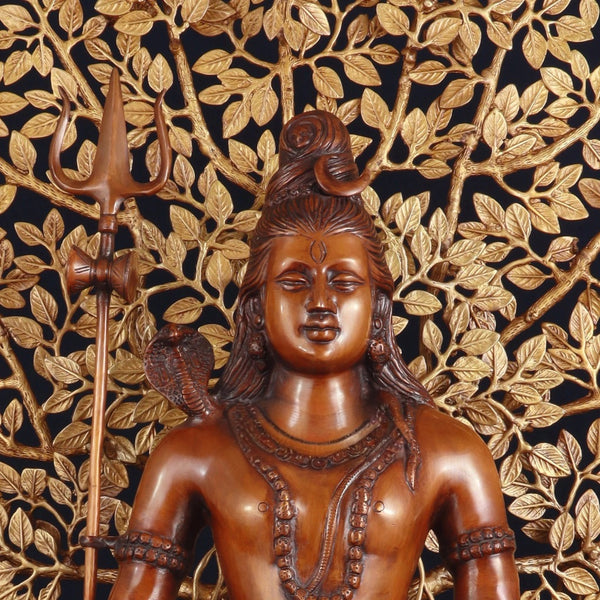 Superfine Brass Lord Shiva & Kalpavriksha Tree Statue Combo Entryway Setting