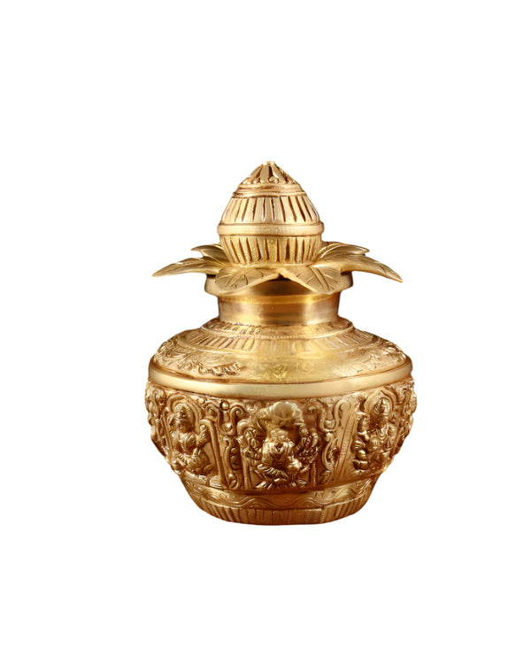 Pure Brass Heavy Ashtalakshmi Kalash (Height :11 Inches)