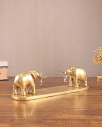 Brass elephant bookends set of two on a long base, no books