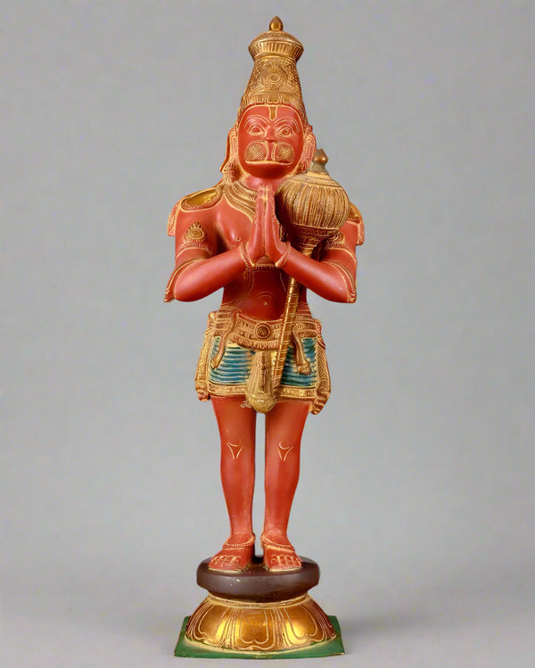 Brass Hanumanji  in Namashkar Mudra Idol (Height: 21.5 Inches)