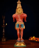 Brass Hanumanji idol rear view, engraved back design and standing base