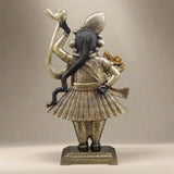 Back view Brass Srinath Ji as Bihari ji figurine, sculpted robe details, standing on base